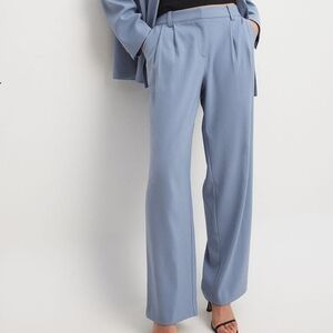 NA-KD Blue Wide Leg High Rise Trouser Pants Size 38 (Medium)